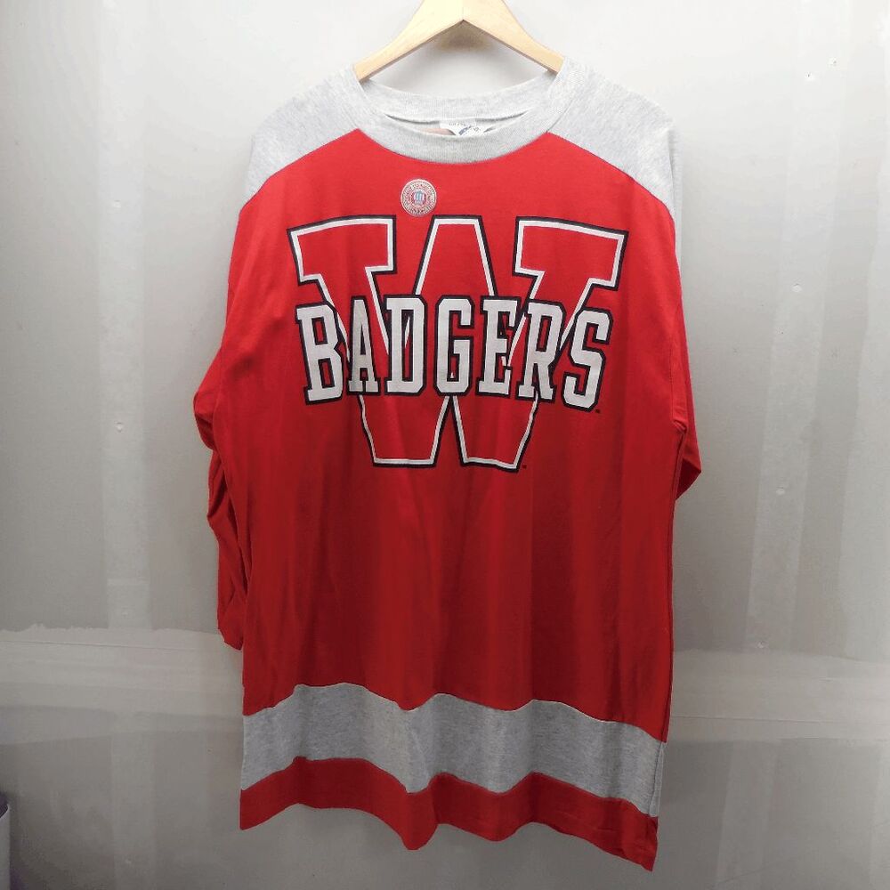 Vintage Artex Sportwear Wisconsin Badgers Spellout Shirt Size‎ XL New NWT!
